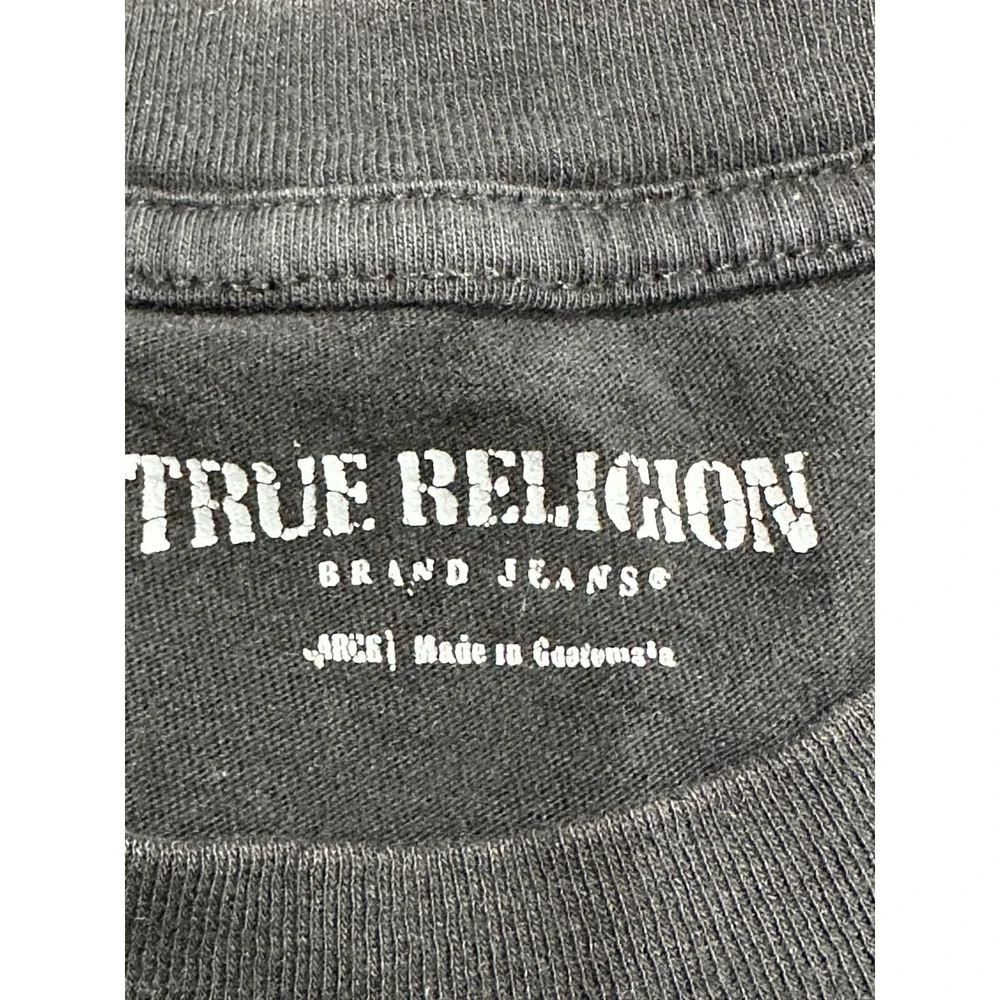 True Religion T-Shirt Mens Size Large Short Sleeve Crew Neck‎ Buddha Guitar